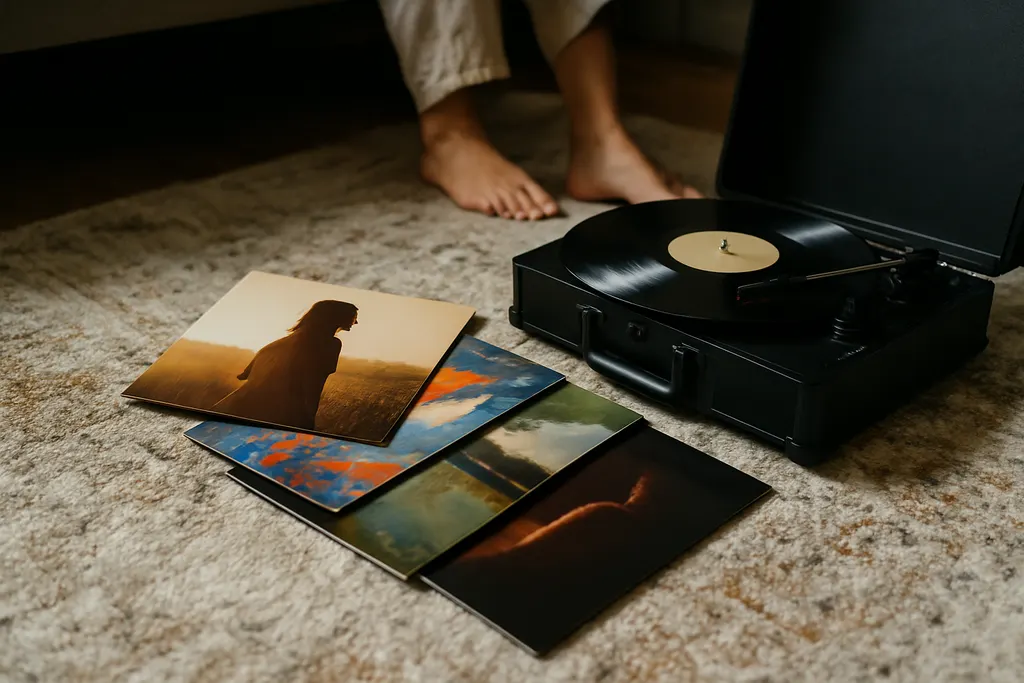 Vinyl Records on the Floor