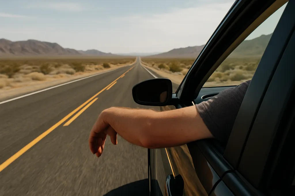 Desert Road from a Car Window